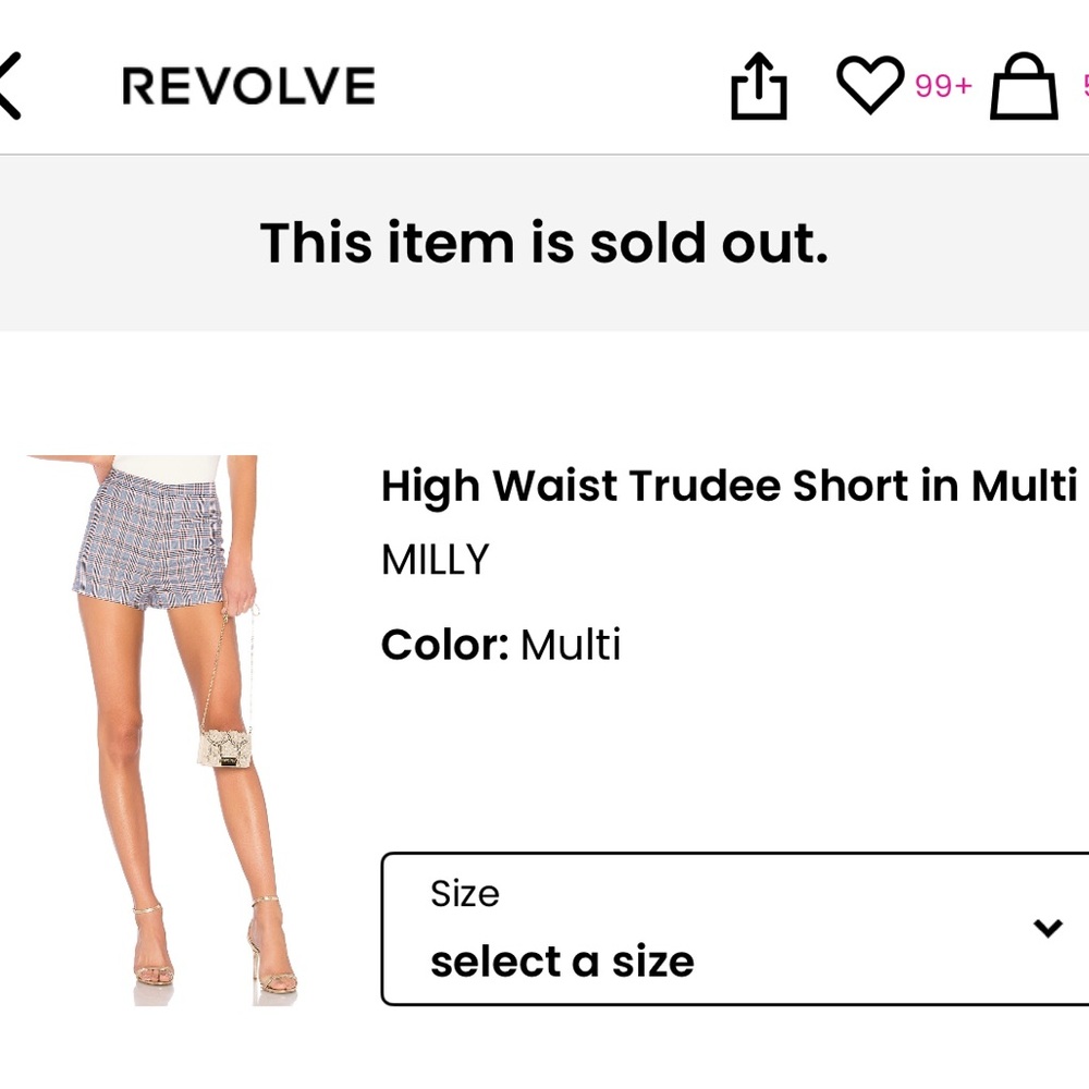 Revolve Milly High Waist Trudee Short Size 2
